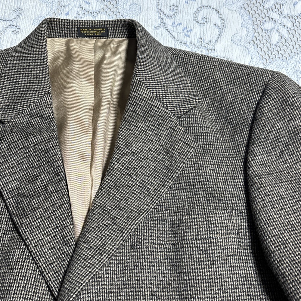 Bachrach Men's 40L Black Tan Brown Wool Camel Hair 3 Button Blazer Sport Coat